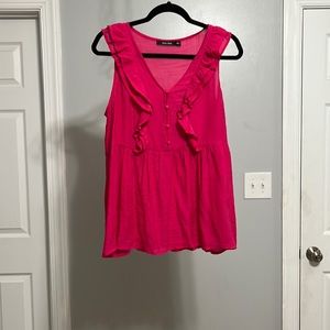 Pink tank top with ruffles